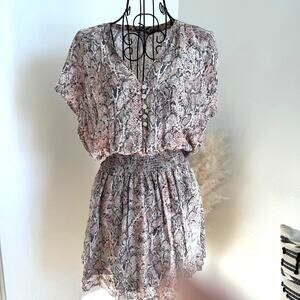 Rails Karla Light Pink Snakeprint Short Sleeve Mini Dress Small